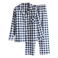 thumbnail image 1 of DuoJiaJ Ladies' Autumn Casual Long Sleeve And Long Pants Plaid Pajama Set With Lapel Cotton Nightwear For Women Blue, 1 of 3