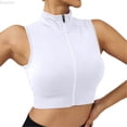 thumbnail image 1 of DuoJiaJ Ladies' Comfortable And Casual High Neck Zipper Quick Drying Sports Vest Women Workout Tank Tops White M, 1 of 4