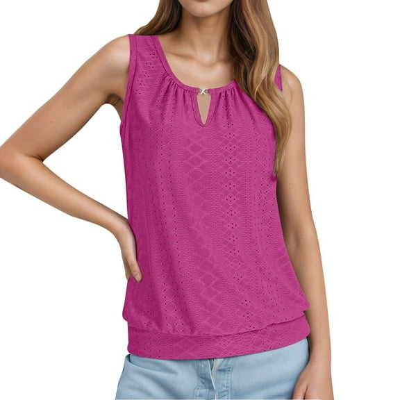 DuoJiaJ Ladies Fashion Casual Court Lock Round Neck Sleeveless Vest T Shirt Top 1 Women’s Cami Tanks