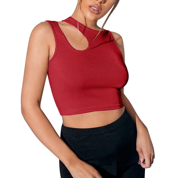 DuoJiaJ Ladies Hollow Sleeveless Round Neck Solid Color Suspenders Tight Slim Slim Backless Vest Body Shaping Underwear Women’s Cami Tanks