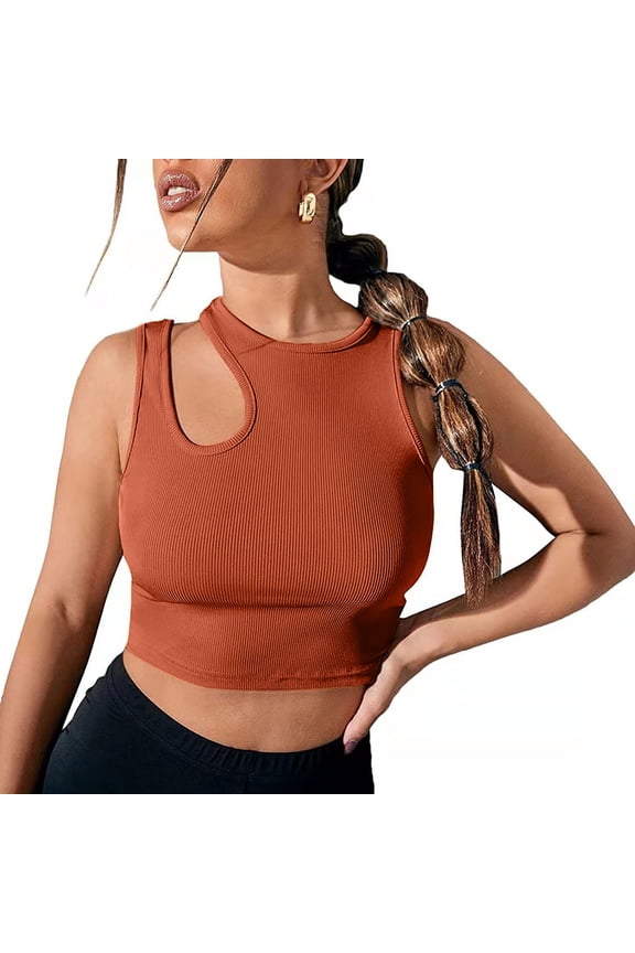 Ladies Hollow Sleeveless Round Neck Solid Color Suspenders Tight Slim Slim Backless Vest Body Shaping Underwear Women’s Cami Tanks