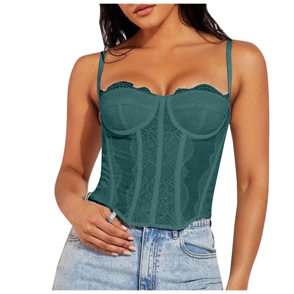 DuoJiaJ Ladies Lace Plastic Tube Top Openwork Backless Suspender Plus Size Women’s Cotton Tank Tops