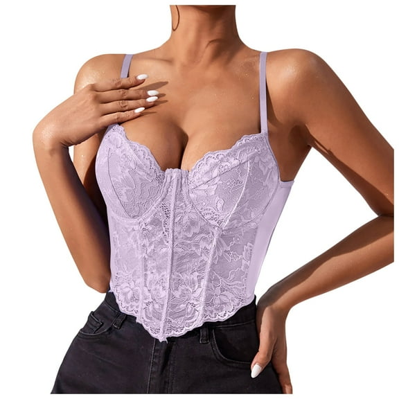 DuoJiaJ Ladies Lace Rims Diamond Fishbone Navel Slim Vest Loose Fit Tank Tops Women