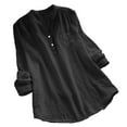 thumbnail image 1 of DuoJiaJ Ladies' Long Sleeved Joint Button Down Small V Neck Shirt And Loose Colored Top Women's Blouses Black XXXXL, 1 of 2