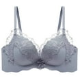 thumbnail image 1 of DuoJiaJ Lifting And Lifting Sweetheart Milk Pure Desire Lace Underwear For Women With Small Chest Gathered To Show Big Thickened No Steel Ring Bra Push Up Bras Gray, 1 of 2