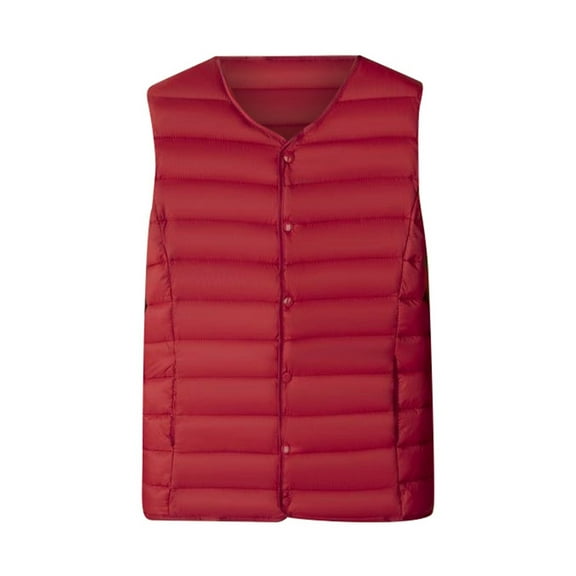 DuoJiaJ Light For Women Autumn Winter Collarless Inner Bladder Short Women's Vest Plus Size Round Neck Coat Womens Winter Jacket Red XXXL