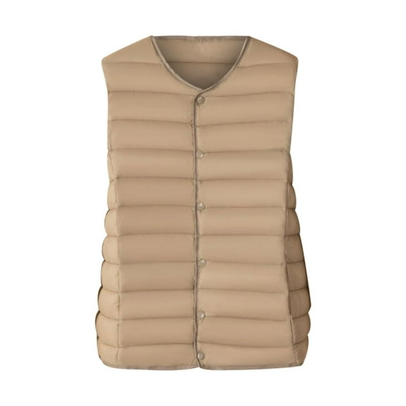 DuoJiaJ Light For Women Autumn Winter Collarless Inner Bladder Short Women's Vest Plus Size Round Neck Coat Womens Winter Jacket Yellow XXL