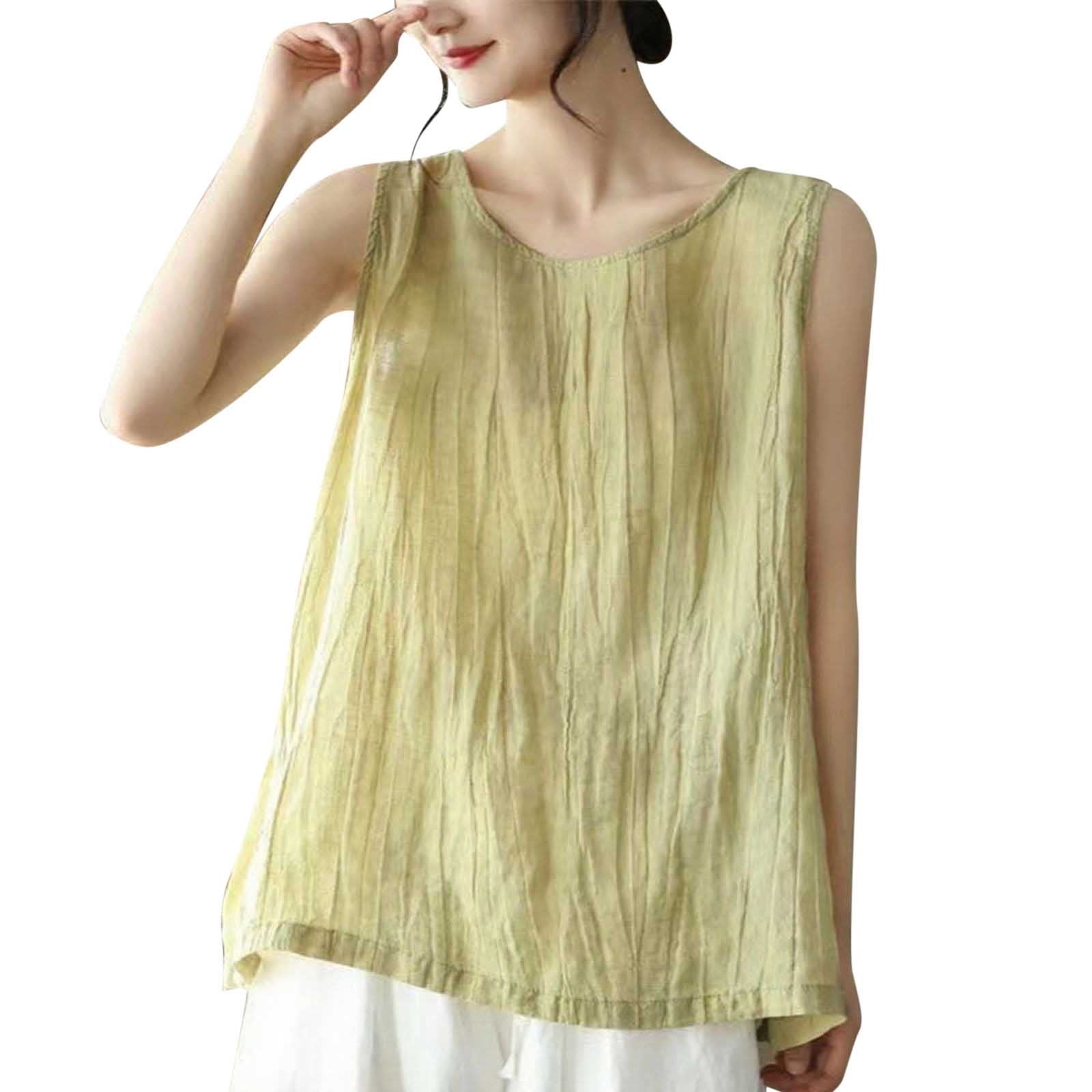 DuoJiaJ Linen Plus Size Tank Top For Women Stylish Layering Casual ...