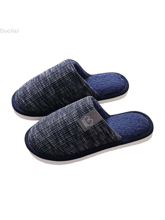 Men's House Slippers Slip-On Warm Cozy Scuff Home Bedroom Shoes with Indoor/Outdoor Rubber Soles