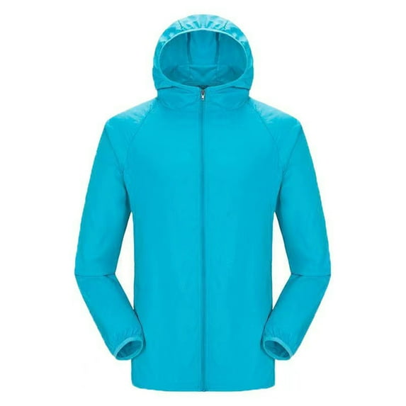 DuoJiaJ Men's And Women's Fashion Casual Outdoor Sports Sun Clothes Light Breathable Skin Comfortable Long Sleeve Cardigan Solid Color Zipper Coat Womens Puffer Coat Blue XXXL