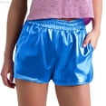 thumbnail image 1 of DuoJiaJ Metallic Shorts for Women Hot Sparkly Shiny Shorts with Pocket Blue L, 1 of 3