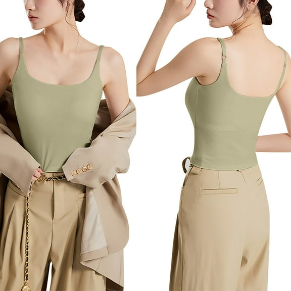 DuoJiaJ The New Shoulder Strap Can Be Adjusted To Expose The Navel And The Beautiful Back Is Covered With Underwear Without Steel Rings And Bra Pads. Workout Tank Tops Women