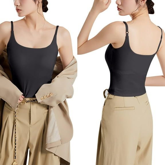 DuoJiaJ The New Shoulder Strap Can Be Adjusted To Expose The Navel And The Beautiful Back Is Covered With Underwear Without Steel Rings And Bra Pads. Workout Tank Tops Women