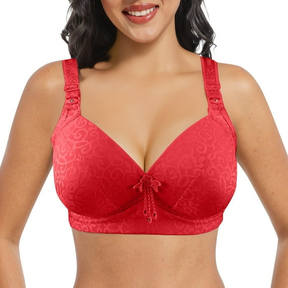 DuoJiaJ New Women's Non Wired Large Size And Large Cup Non Underwear Sports Bras for Women Red