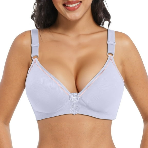DuoJiaJ New Women's Wire Thin Push Up Comfortable Bra Sports Bras for Women Gray