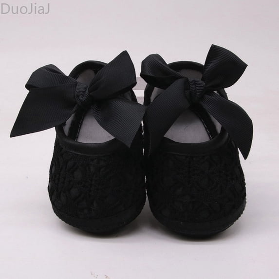 DuoJiaJ Baby Girl Soft Shoes Soft Soled Non- Bowknot Footwear Crib Shoe Toddler Sneakers Size 11,Black