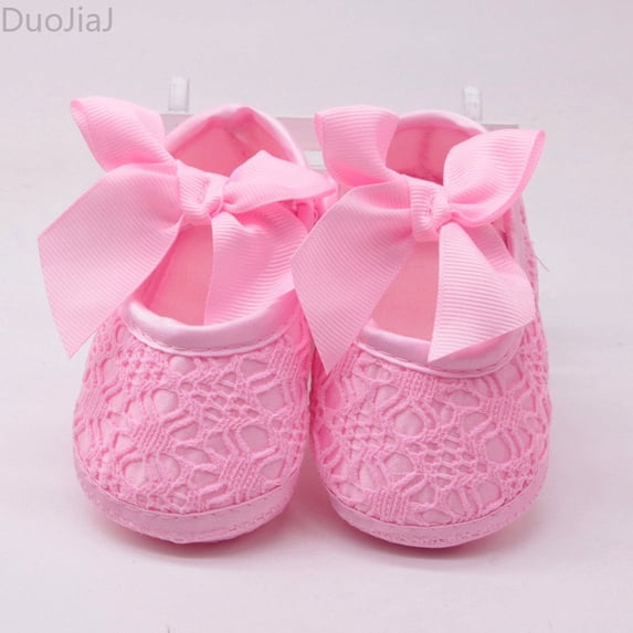 DuoJiaJ Baby Girl Soft Shoes Soft Soled Non- Bowknot Footwear Crib Shoe Toddler Sneakers Size 12,Pink