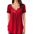 thumbnail image 1 of DuoJiaJ O Neck Womens Blouse Summertime Short Fashion Sleeve Women's Blouse Women’s Summer Tops Red, 1 of 5