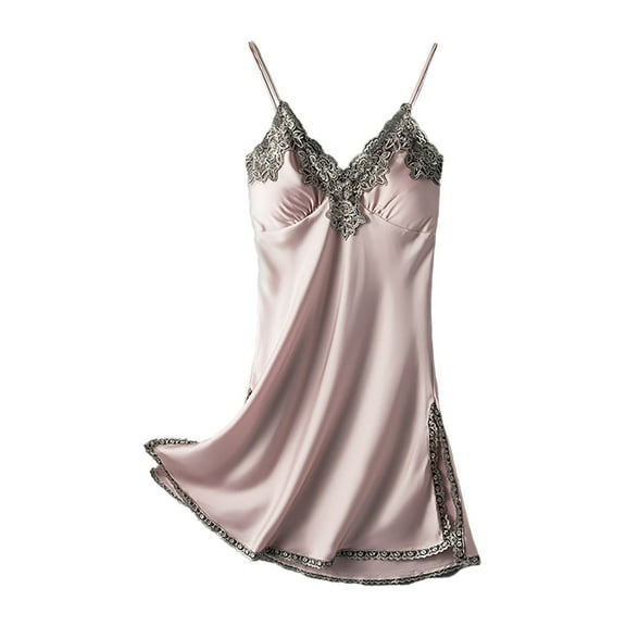 DuoJiaJ Pajamas Women's Summer Thin Silk Suspender Nightgown Two Piece Suit Women's Pajamas Sets A