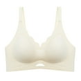thumbnail image 1 of DuoJiaJ Plus Size Seamless Lift Bra For Women Fixed Cup Soft Support Reduces Bust Appearance Comfortable Underwire Bra For Everyday Wear Sports Bras for Women White, 1 of 5