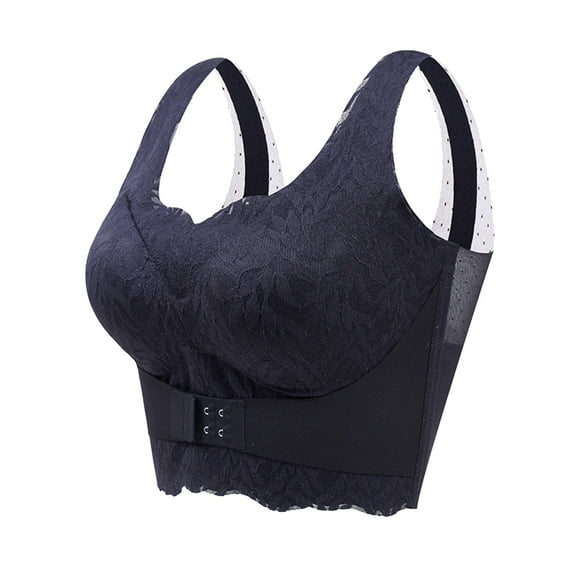 DuoJiaJ Plus Size Women's Seamless Front Closure Sports Bra With Supportive Design And Wire Comfort" Plus Size Bras Black