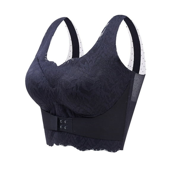 DuoJiaJ Plus Size Women's Seamless Front Closure Sports Bra With Supportive Design And Wire Comfort" Plus Size Bras Black