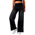 thumbnail image 1 of DuoJiaJ Pull On Wide Leg Jeans For Women High Waisted Stretchy Baggy Trendy Straight Leg Jeans Denim Pants Lightweight Casual Pants Women, 1 of 5