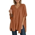 thumbnail image 1 of DuoJiaJ Pullover Sweater With Batwing Sleeves Stylish Knit Cardigan For Everyday Wear And Layering Fall Plus Size Tops Brown L, 1 of 3