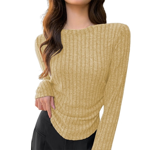 DuoJiaJ Ribbed Knit Turtleneck Thermal Top Long Sleeve Slim Fit Base Layer Shirt For Winter Warmth Comfort Thermal Underwear Women Yellow M