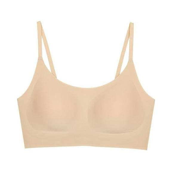 DuoJiaJ Seamless Bra Without Underwire Women's Bralette Padded Comfortable Non Wired T Shirt Bra Pull On Bra Crossback Comfortable Soft Bustier Sports Bras for Women Beige