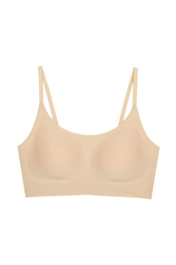 Seamless Bra Without Underwire Women's Bralette Padded Comfortable Non Wired T Shirt Bra Pull On Bra Crossback Comfortable Soft Bustier Sports Bras for Women Beige
