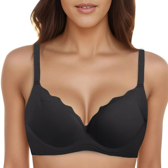 DuoJiaJ Seamless Feeling Soft Support Thin Underwear Women's Large Show Small Jelly Strips Anti Sagging Small Push Up Breathable Bra Push Up Bras