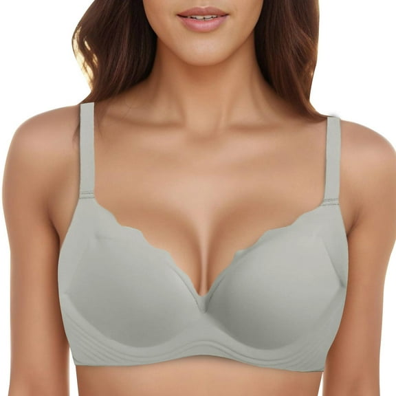 DuoJiaJ Seamless Feeling Soft Support Thin Underwear Women's Large Show Small Jelly Strips Anti Sagging Small Push Up Breathable Bra Push Up Bras