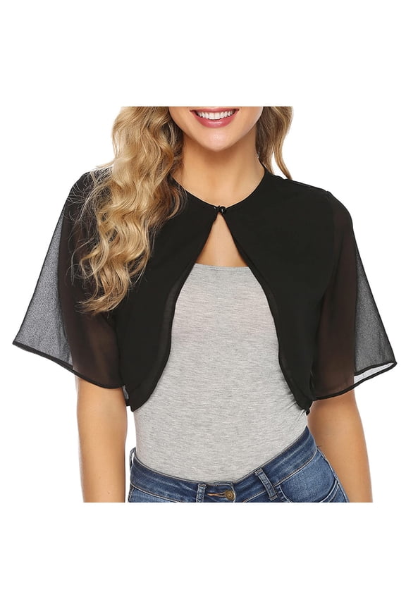 Shawl Women's Elegant Bolero Women's Elegant Cardigan Silk Quilted Vest Thin Sleeve Jacket Elegant Chic Cardigan Wedding Cover Dress Beach Button Down Cardigan Women Black