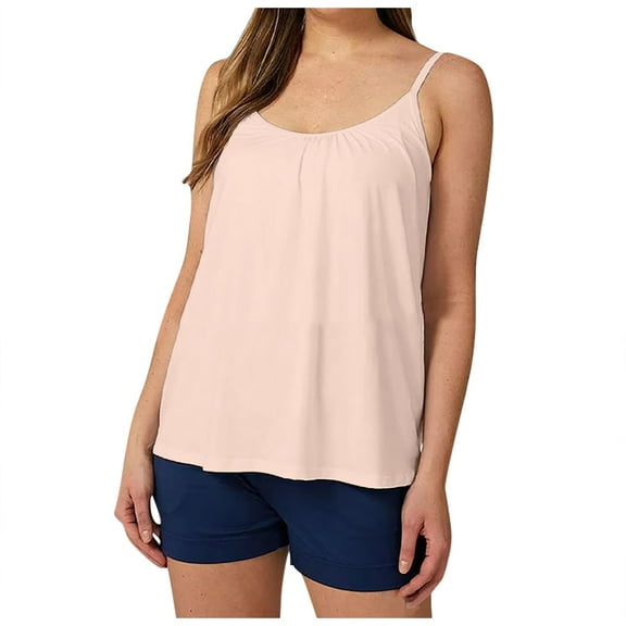 DuoJiaJ Shelf Bra Camisoles Adjustable Spaghetti Strap Tank Tops Basic Layer Seamless Workout Tank Tops for Women