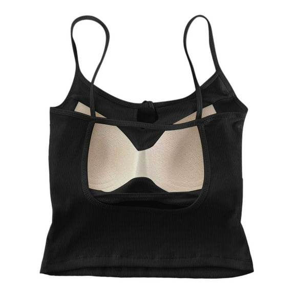 DuoJiaJ Shelf Bra Camisoles Adjustable Spaghetti Strap Tank Tops Basic Layer Women’s Tank Tops