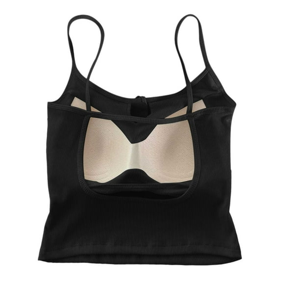 DuoJiaJ Shelf Bra Camisoles Adjustable Spaghetti Strap Tank Tops Basic Layer Women’s Tank Tops