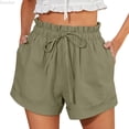 thumbnail image 1 of DuoJiaJ Shorts Casual Women's High Waist Casual Pocket Pants Loose Straight Leg Fashion Sports Pants Women Shorts Green L, 1 of 5
