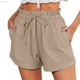 thumbnail image 1 of DuoJiaJ Shorts Casual Women's High Waist Casual Pocket Pants Loose Straight Leg Fashion Sports Pants Women Shorts Yellow XL, 1 of 5