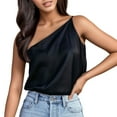 thumbnail image 1 of DuoJiaJ Silk Satin One Shoulder Camisole Tank Top For Women Adjustable Strap Soft Stretchy Sleeveless Blouse Women’s Tank Tops, 1 of 4