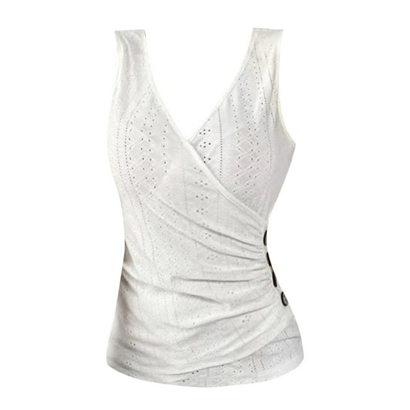 DuoJiaJ Slim Solid Color V Neck T Shirt Simple And Exquisite Design Seamless Workout Tank Tops for Women