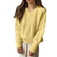 thumbnail image 1 of DuoJiaJ Soft Knit Sweater Oversized Pullover Cozy Yarn Top Casual Comfortable Winter Fall Fashion Womens Warm Sweaters Yellow One Size, 1 of 3
