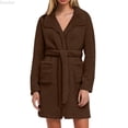 thumbnail image 1 of DuoJiaJ Soft Fleece Bathrobe For Cozy Warm Kimono Robe With Shawl Collar Home Loungewear Sleepwear Womens Sleepwear Brown S, 1 of 4