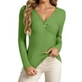 thumbnail image 1 of DuoJiaJ Solid Color Knit Collar Slim Fit Long Sleeve Pullover Sweater For Casual Wear And Everyday Basic Wardrobe Sweater Women Green M, 1 of 4