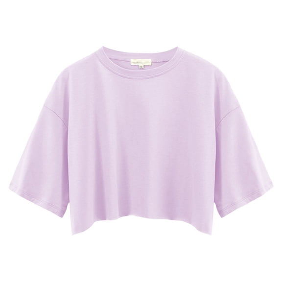 DuoJiaJ Spicy Girls Short Sleeve T Shirt Women's Pure Cotton Short Open Umbilical Round Neck Sports Top Women’s Tank Tops Purple