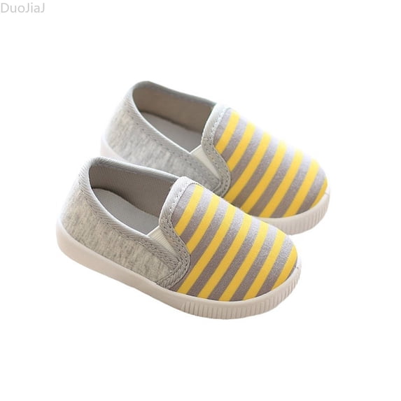 DuoJiaJ Spring And Autumn Children's Classic Fashion Casual Shoes With Striped Soft Soles Girls Sneakers Size 7.5 M,Yellow