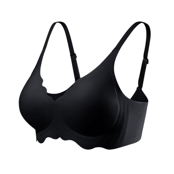 DuoJiaJ Spring Summer Soft Bra Underwear Thin Breathable Soft Water Drop Cup Upper Support Gathers Bra Wireless Bras Black