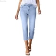 thumbnail image 1 of DuoJiaJ Stretch Denim Capri Pants Casual Comfortable Ankle Length Cropped Jeans With Slim Fit Women's Lounge Pants Blue L, 1 of 4