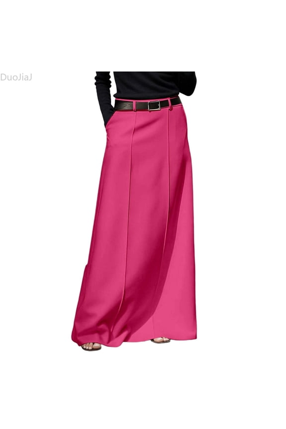 Style Flowy A Line Skirt Comfortable Casual Elastic Waist Printed Letter Design Midi Skirt A Line Skirts Women Pink S