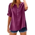 thumbnail image 1 of DuoJiaJ Stylish Women Shirts For Everyday Wear V Neck Long Sleeve Top Solid Color Casual Shirt For Spring And Summer Versatile For Jeans And Casual Pants Women's Linen Shirts Red L, 1 of 5